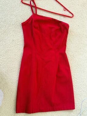 One-Shoulder Red Sheath Dress